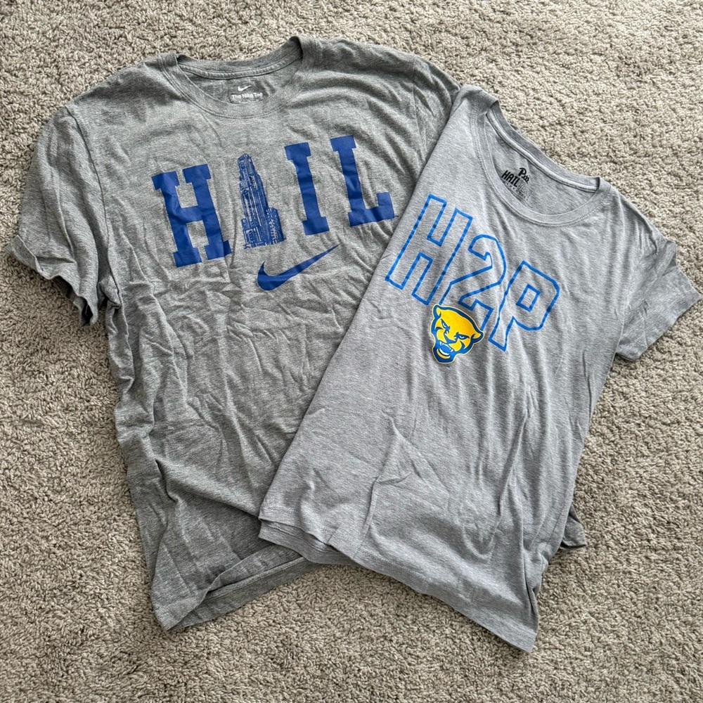 Nike Gray T-Shirts with Blue Graphics